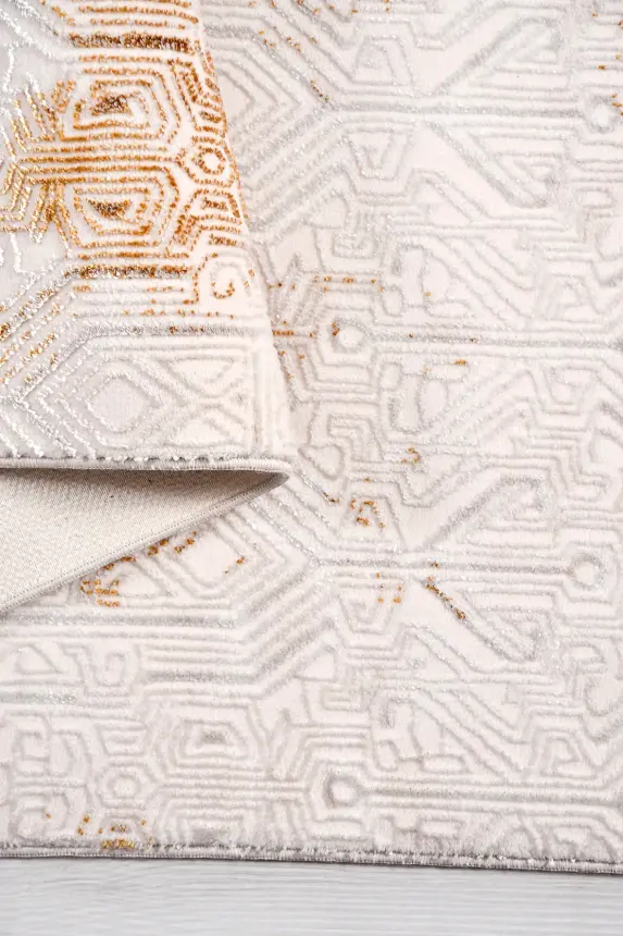 Olvin Krem/Kahve Robot Süpürgeye Uyumlu Kolay Temizlenebilir Halı Salon, Oturma Odası ve Koridor Halısı RP 19 - 1