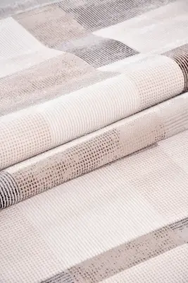 Olvin Krem/Kahve Robot Süpürgeye Uyumlu Kolay Temizlenebilir Halı Salon, Oturma Odası ve Koridor Halısı RP 24 - 4