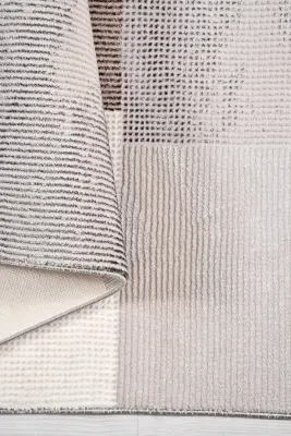 Olvin Krem/Kahve Robot Süpürgeye Uyumlu Kolay Temizlenebilir Halı Salon, Oturma Odası ve Koridor Halısı RP 24 - 5