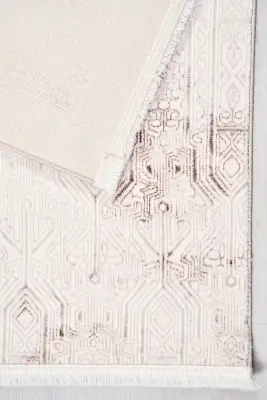 Olvin Vizon Krem Robot Süpürgeye Uyumlu Kolay Temizlenebilir Halı Salon, Oturma Odası ve Koridor Halısı RP 28 - 2