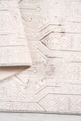 Olvin Vizon Krem Robot Süpürgeye Uyumlu Kolay Temizlenebilir Halı Salon, Oturma Odası ve Koridor Halısı RP 28 - 3