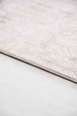 Olvin Vizon Krem Robot Süpürgeye Uyumlu Kolay Temizlenebilir Halı Salon, Oturma Odası ve Koridor Halısı RP 28 - 5