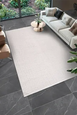 Olvin Vizon/Bej Robot Süpürgeye Uyumlu Kolay Temizlenebilir Halı Salon, Oturma Odası ve Koridor Halısı RP 18 - 4