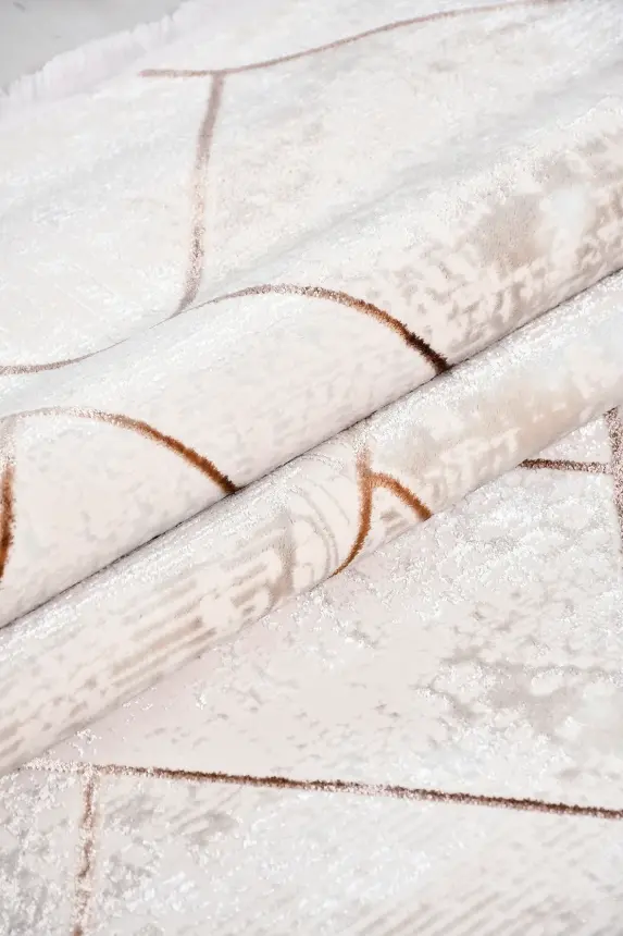 Olvin Vizon/Kahve Robot Süpürgeye Uyumlu Kolay Temizlenebilir Halı Salon, Oturma Odası ve Koridor Halısı RP 17 - 5