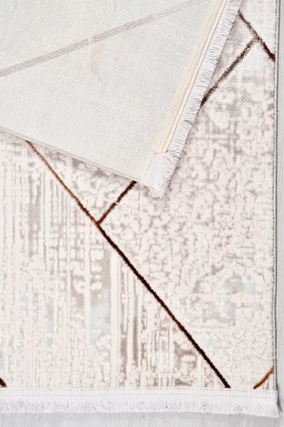 Olvin Vizon/Kahve Robot Süpürgeye Uyumlu Kolay Temizlenebilir Halı Salon, Oturma Odası ve Koridor Halısı RP 17 - 7