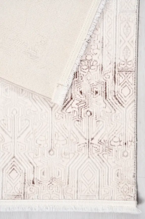 Olvin Vizon/Krem Robot Süpürgeye Uyumlu Kolay Temizlenebilir Halı Salon, Oturma Odası ve Koridor Halısı RP 28 - 1