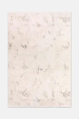 Olvin Vizon/Krem Robot Süpürgeye Uyumlu Kolay Temizlenebilir Halı Salon, Oturma Odası ve Koridor Halısı RP 28 - 5