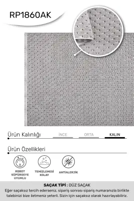 Omi Bej Robot Süpürgeye Uyumlu Kolay Temizlenebilir Halı Salon, Oturma Odası , Çocuk Odası ve Koridor Halısı RP 49 - 2