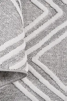 Omi Beyaz Gri Robot Süpürgeye Uyumlu Kolay Temizlenebilir Halı Salon, Oturma Odası , Çocuk Odası ve Koridor Halısı RP 46 - 4