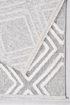 Omi Beyaz/Gri Robot Süpürgeye Uyumlu Kolay Temizlenebilir Halı Salon, Oturma Odası , Çocuk Odası ve Koridor Halısı RP 46 - 2