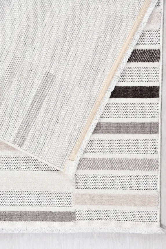 Omi Krem Gri Kahve Robot Süpürgeye Uyumlu Kolay Temizlenebilir Halı Salon, Oturma Odası , Çocuk Odası ve Koridor Halısı RP 47 - 4