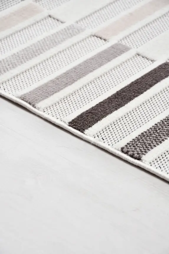 Omi Krem/Gri/Kahve Robot Süpürgeye Uyumlu Kolay Temizlenebilir Halı Salon, Oturma Odası , Çocuk Odası ve Koridor Halısı RP 47 - 1