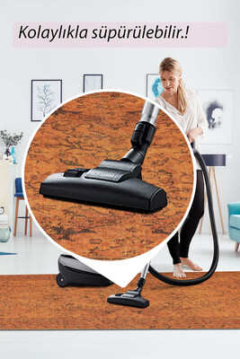 Outlet 100X760 Folk Eskitme Desenli Dokuma Taban Dekoratif Hardal Sarısı Halı BA-15 - 7