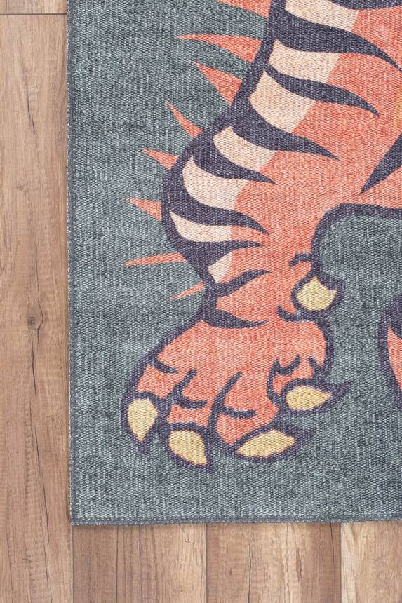 Outlet 115x160 Dekoratif Dokuma Taban Yeşil Kaplan Desenli Halı AL-315 - 3