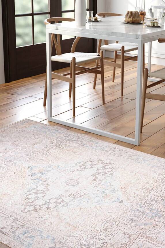 Outlet 115x160 Dorian Eskitme Desenli Dokuma Taban Dekoratif Bej Halı AL-349 - 1