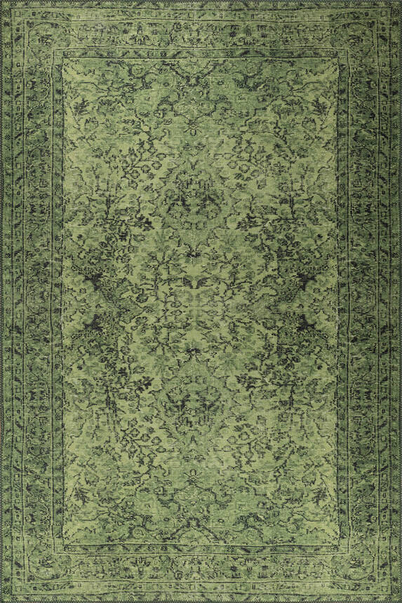 Outlet 115x160 Dorian Eskitme Desenli Dokuma Taban Dekoratif Yeşil Halı AL-423 - 3