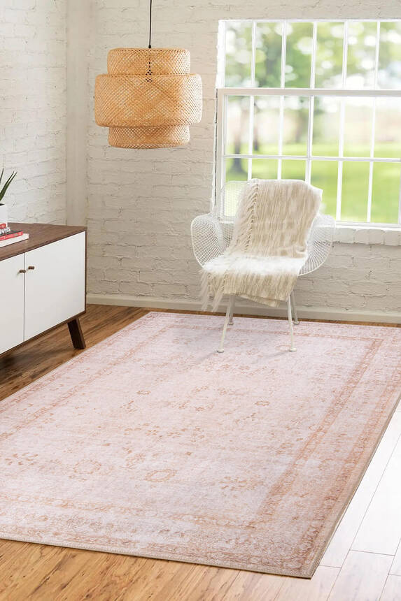 Outlet 115x160 Folk Eskitme Desenli Dokuma Taban Dekoratif Bej Halı BA-22 - 1