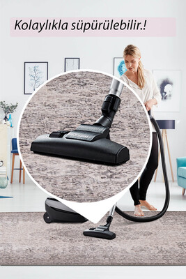 Outlet 115x160 Folk Eskitme Desenli Dokuma Taban Dekoratif Bej Halı BA-45 - 7