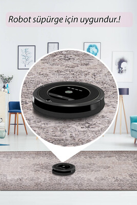 Outlet 115x160 Folk Eskitme Desenli Dokuma Taban Dekoratif Bej Halı BA-45 - 6