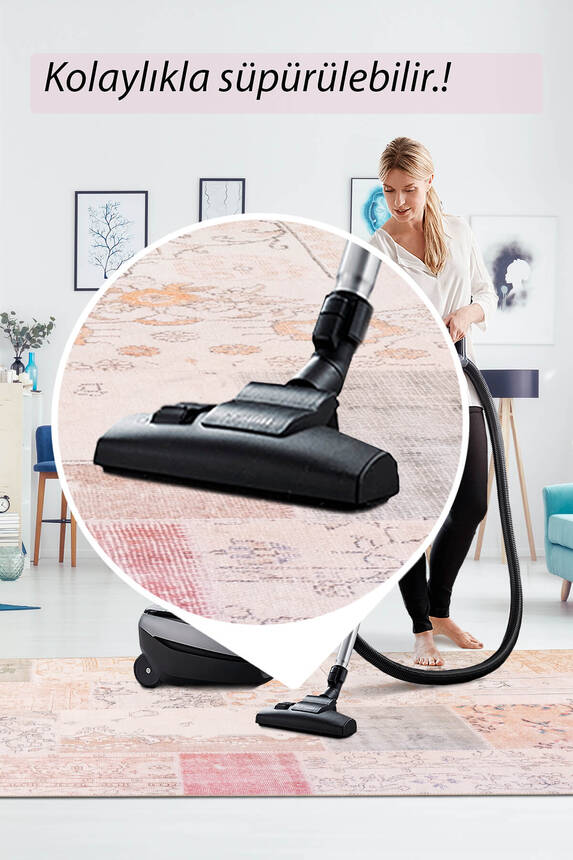 Outlet 115x160 Folk Patchwork Desenli Dokuma Taban Dekoratif Bej Halı BA-16 - 7