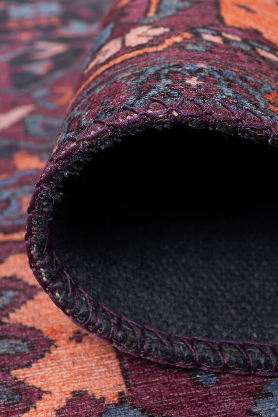 Outlet 115x160 Folk Vintage Desenli Dokuma Taban Dekoratif Bordo Halı BA-18 - 4