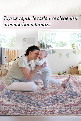 Outlet 115x160 Folk Vintage Desenli Dokuma Taban Dekoratif Lacivert / Bordo Halı BA-46 - 2