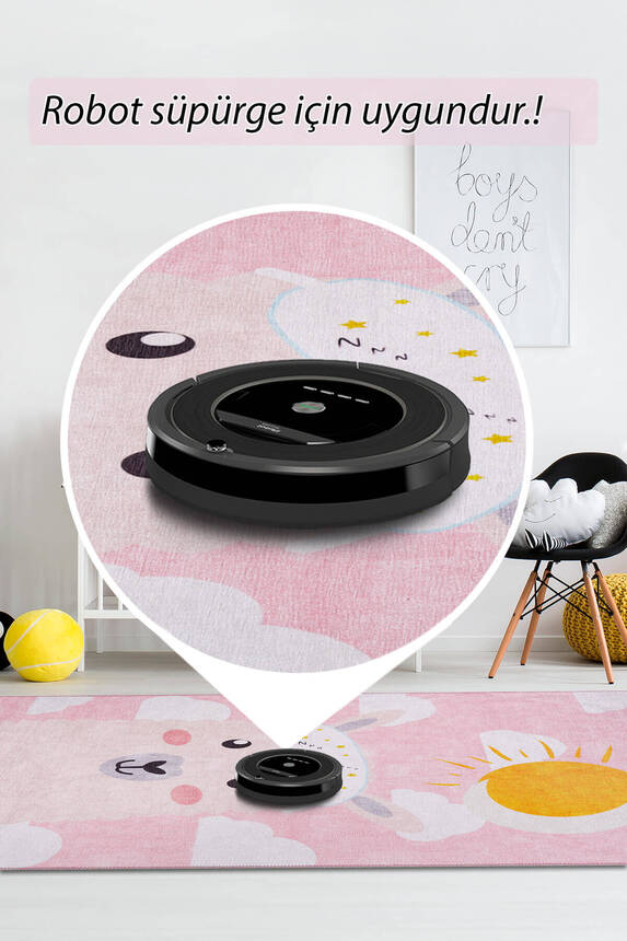 Outlet 115x160 Minor Dokuma Taban Dekoratif Pembe Hayvan Desenli Çocuk Halısı AL-410 - 4