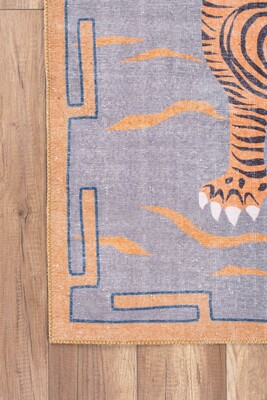 Outlet 115x160 Opus Dekoratif Dokuma Taban Turuncu Kaplan Desenli Halı AL-320 - 3