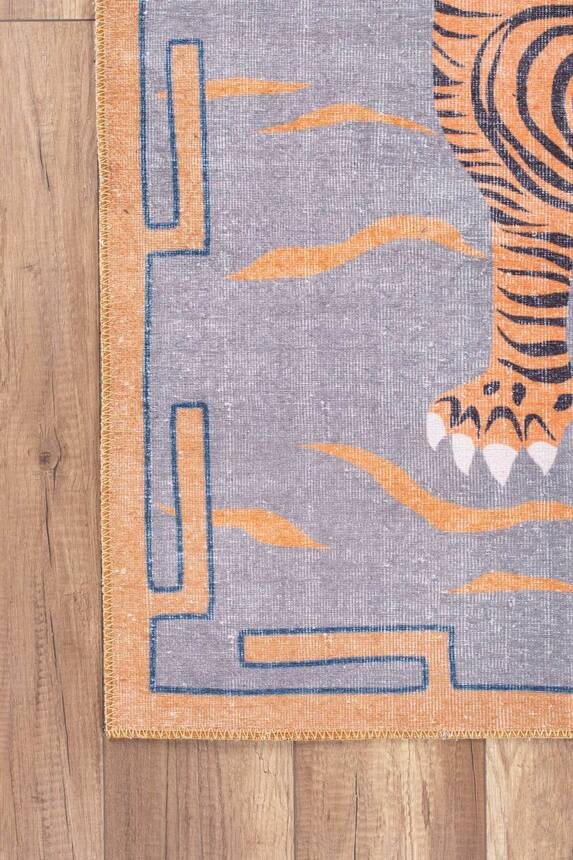 Outlet 115x160 Opus Dekoratif Dokuma Taban Turuncu Kaplan Desenli Halı AL-320 - 3