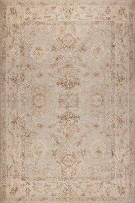 Outlet 115x160 Relic Bej Vintage Dokulu Klasik Desenli Dokuma Tabanlı Şönil Halı AL-523 - 2