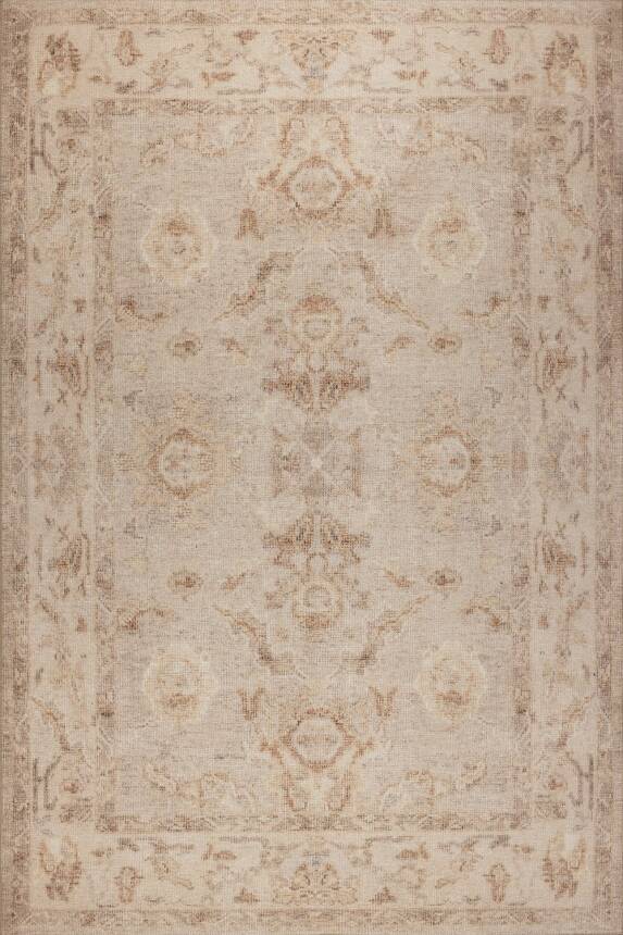 Outlet 115x160 Relic Bej Vintage Dokulu Klasik Desenli Dokuma Tabanlı Şönil Halı AL-523 - 2