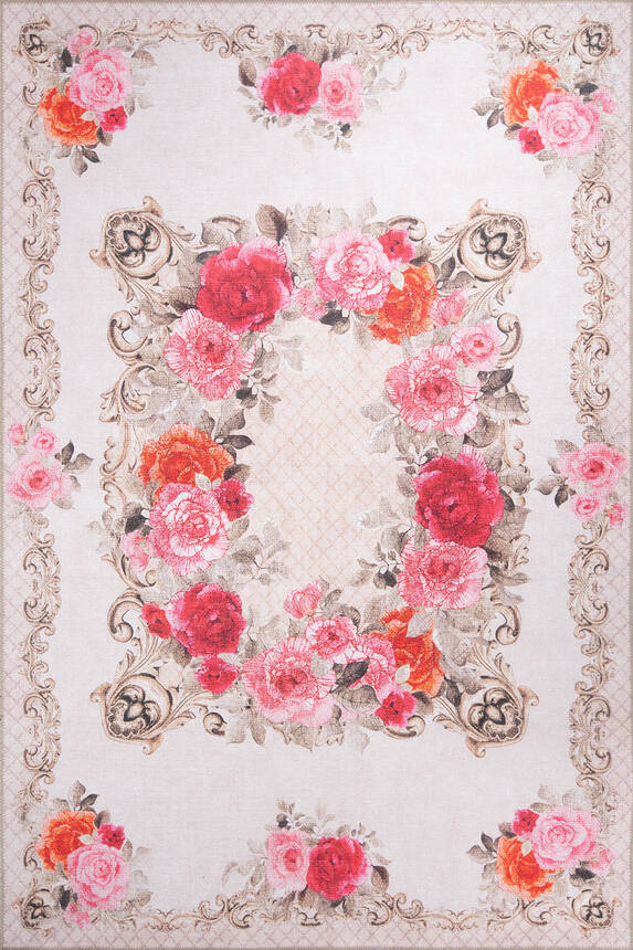 Outlet 120x120 Daire Soul Etnik Desenli Dokuma Taban Dekoratif Bej Halı AL-263 - 3