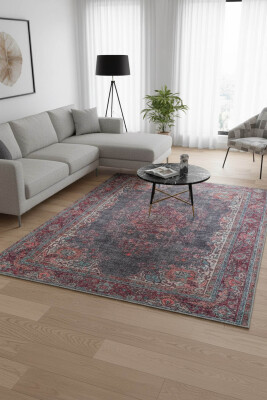 Outlet 140x190 Blues Vintage Desenli Dokuma Taban Dekoratif Renkli Halı AL-93 - Artloop