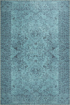 Outlet 140x190 Folk Eskitme Desenli Dokuma Taban Dekoratif Turkuaz Halı BA-23 - 2