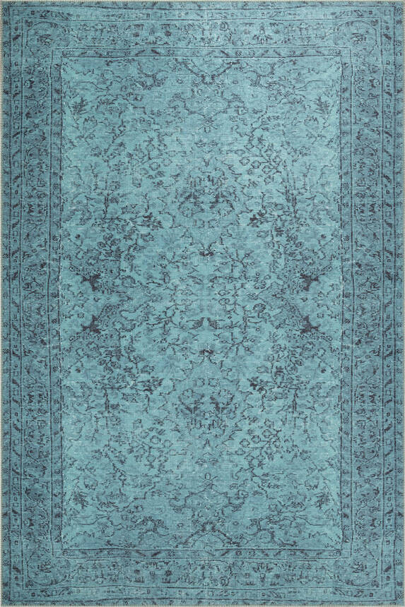 Outlet 140x190 Folk Eskitme Desenli Dokuma Taban Dekoratif Turkuaz Halı BA-23 - 2