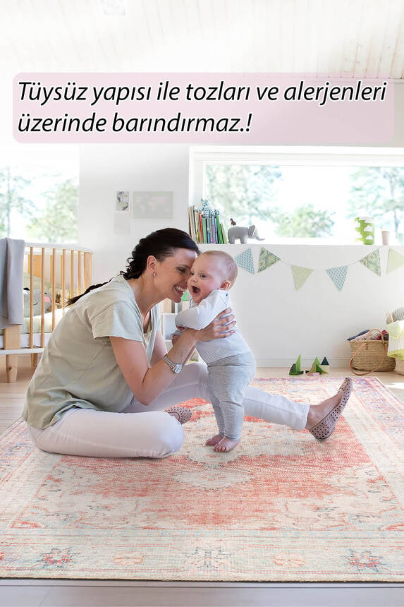 Outlet 140x190 Folk Vintage Desenli Dokuma Taban Dekoratif Kırmızı Halı BA-11 - 8