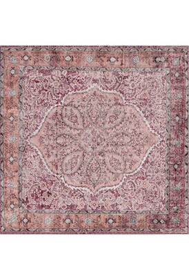 Outlet 140x190 Kare Blues Vintage Desenli Dokuma Taban Dekoratif Kırmızı Halı AL-167 - 9