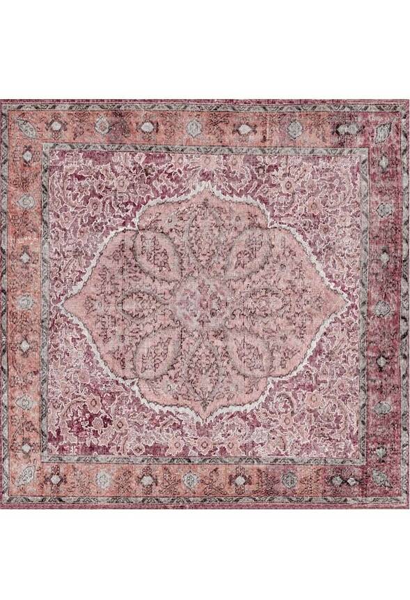 Outlet 140x190 Kare Blues Vintage Desenli Dokuma Taban Dekoratif Kırmızı Halı AL-167 - 9