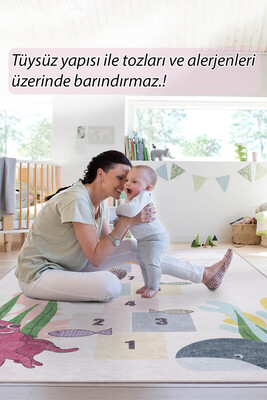 Outlet 140x190 Minor Dokuma Taban Dekoratif Renkli, Seksek Desenli Çocuk Halısı AL-415 - 8