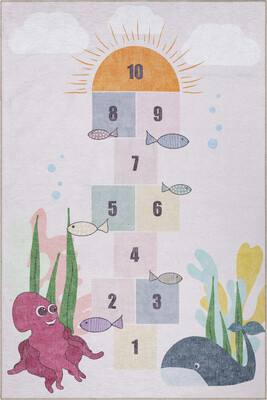 Outlet 140x190 Minor Dokuma Taban Dekoratif Renkli, Seksek Desenli Çocuk Halısı AL-415 - 2