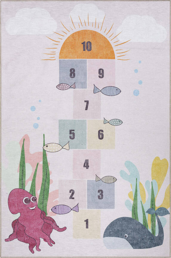 Outlet 140x190 Minor Dokuma Taban Dekoratif Renkli, Seksek Desenli Çocuk Halısı AL-415 - 2