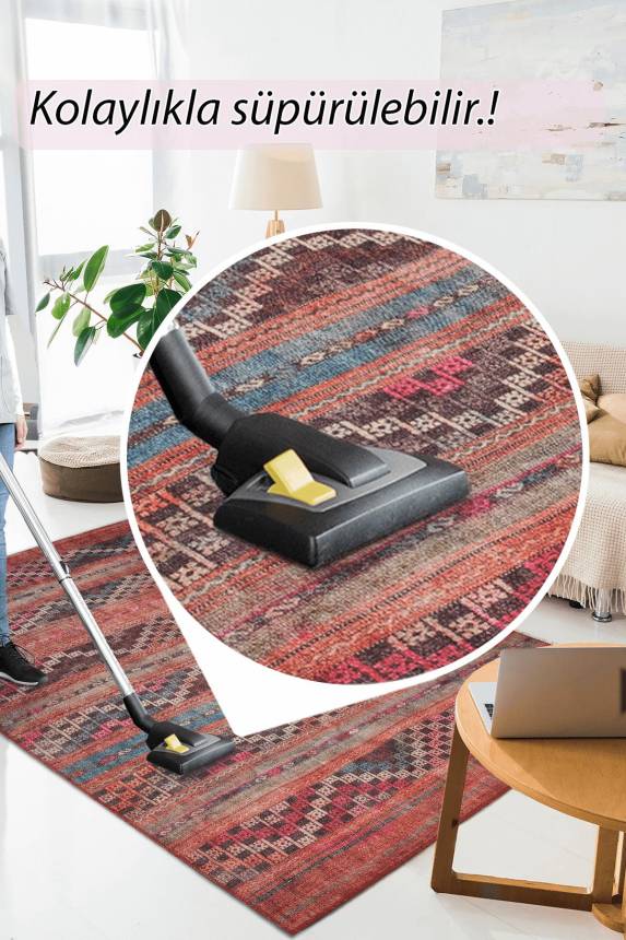 Outlet 140x190 Soul Etnik Desenli Dokuma Taban Dekoratif Renkli Halı AL-226 - 6