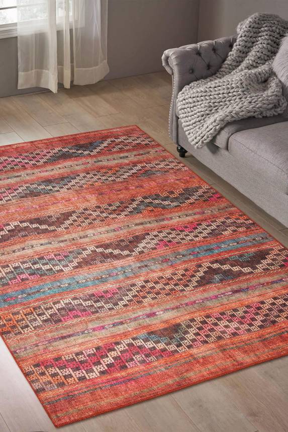 Outlet 140x190 Soul Etnik Desenli Dokuma Taban Dekoratif Renkli Halı AL-226 - 1