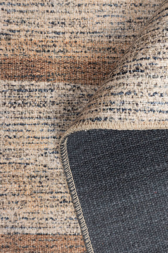 Outlet 140x190 Stonart Otantik Modern Eskitme Desenli Yıkanabilir Kahverengi Şönil Halı AL-442 - 5