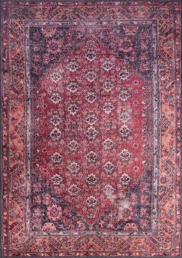 Outlet 150x150 Daire Blues Vintage Desenli Dokuma Taban Dekoratif Bordo Halı AL-151 - 2