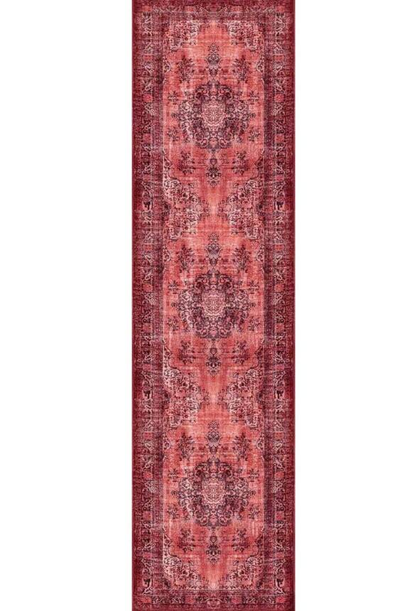 Outlet 150x150 Daire Blues Vintage Desenli Dokuma Taban Dekoratif Kırmızı Halı AL-131 - 9