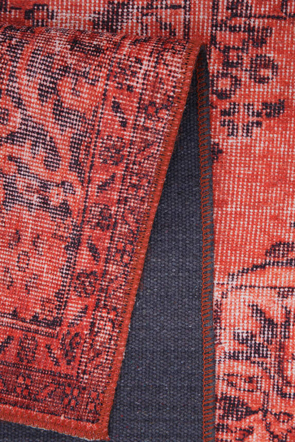 Outlet 150x150 Daire Blues Vintage Desenli Dokuma Taban Dekoratif Kırmızı Halı AL-131 - 5