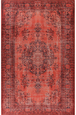 Outlet 150x150 Daire Blues Vintage Desenli Dokuma Taban Dekoratif Kırmızı Halı AL-131 - 2