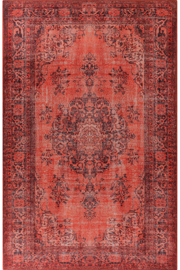 Outlet 150x150 Daire Blues Vintage Desenli Dokuma Taban Dekoratif Kırmızı Halı AL-131 - 2