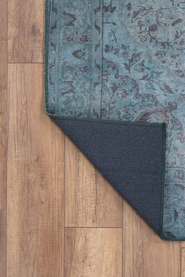 Outlet 150x150 Daire Blues Vintage Desenli Dokuma Taban Dekoratif Yeşil Halı AL-21 - 5